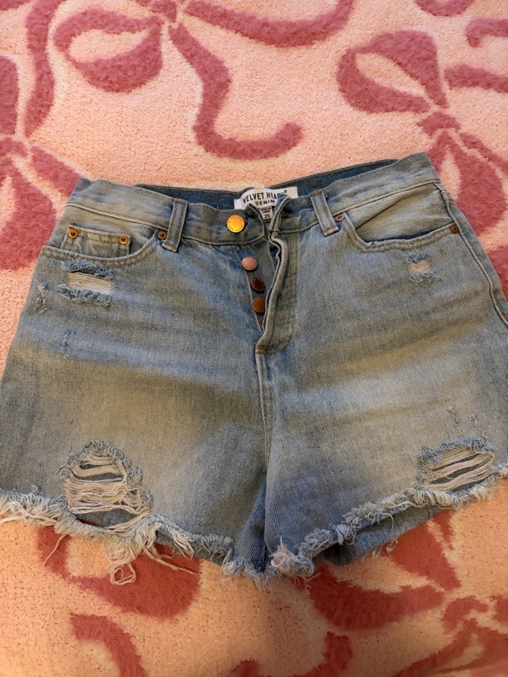 Velvet Heart Light Blue Distressed Denim Shorts